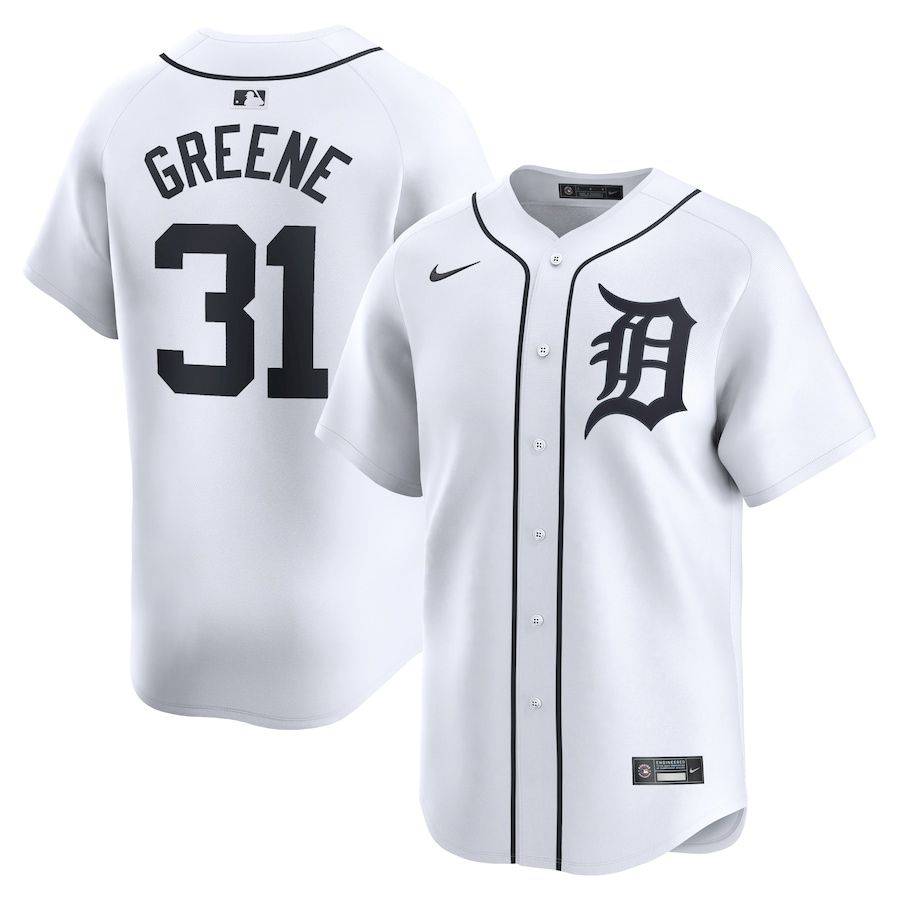 Men Detroit Tigers #31 Riley Greene Nike White Home Limited Player MLB Jersey